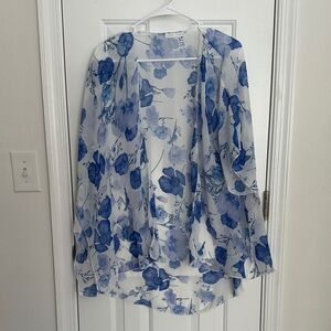 Emory Park Blue Floral Sheer Top Komodo - OSFM